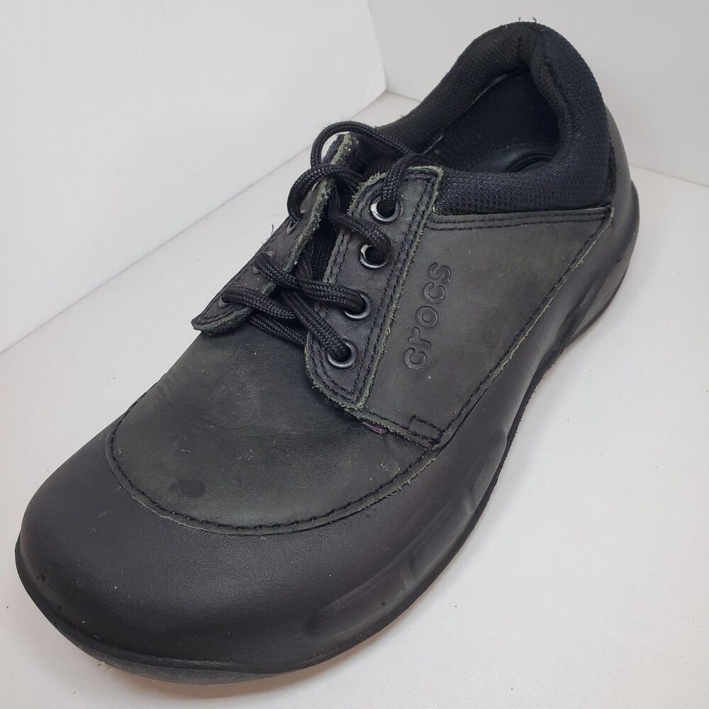 Crocs Velocity Lace Up Dark Green Leather Top Shoes Unisex Womens 9 Mens 7